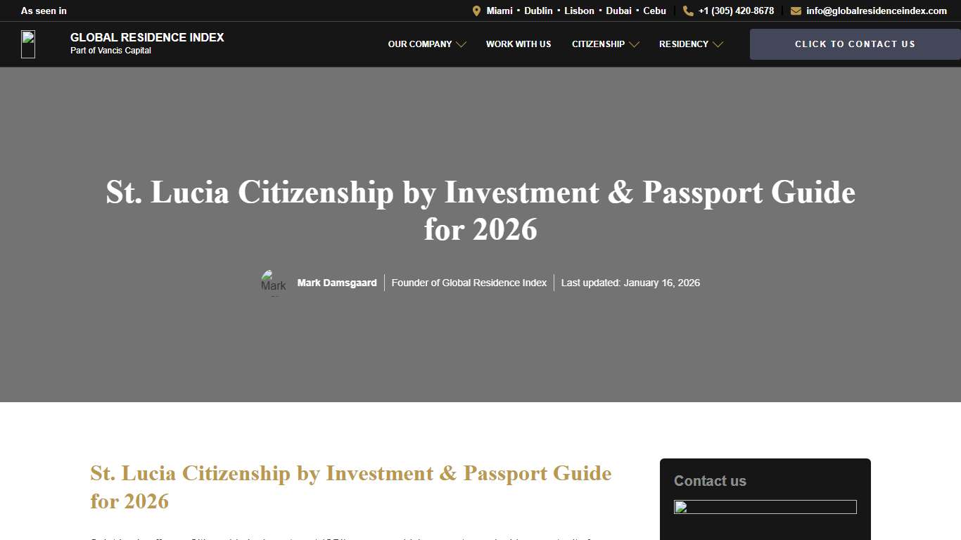 St. Lucia Citizenship by Investment & Passport Guide for 2026